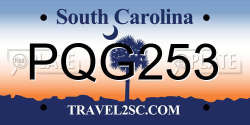 PQG253 South Carolina License Plate