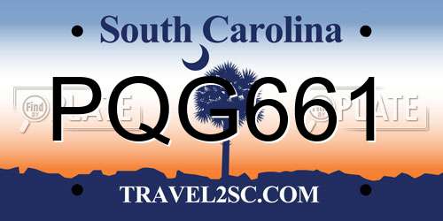 PQG661 South Carolina License Plate