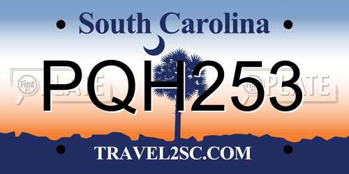 PQH253 South Carolina License Plate