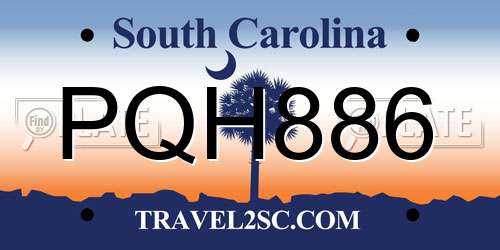 PQH886 South Carolina License Plate