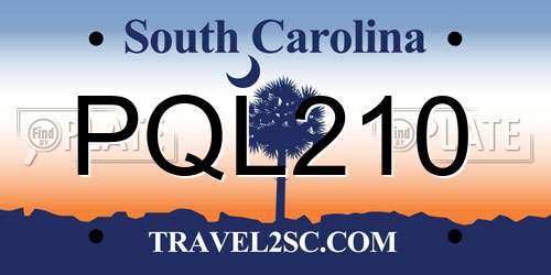 PQL210 South Carolina License Plate