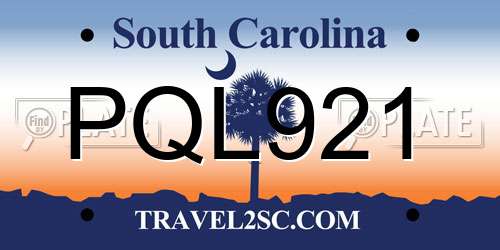 PQL921 South Carolina License Plate
