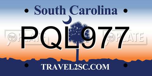 PQL977 South Carolina License Plate
