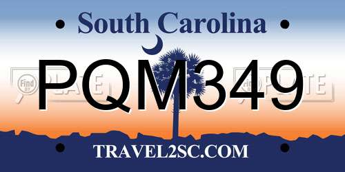 PQM349 South Carolina License Plate