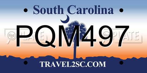 PQM497 South Carolina License Plate