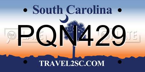 PQN429 South Carolina License Plate
