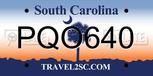 PQO640 South Carolina License Plate
