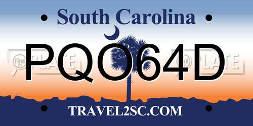 PQO64D South Carolina License Plate