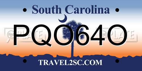 PQO64O South Carolina License Plate