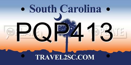 PQP413 South Carolina License Plate