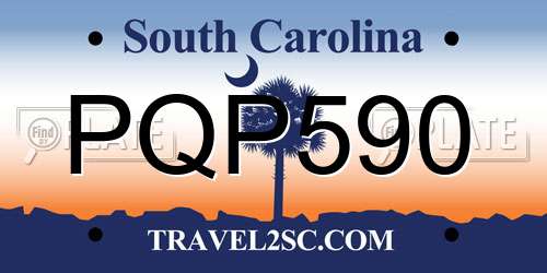 PQP590 South Carolina License Plate