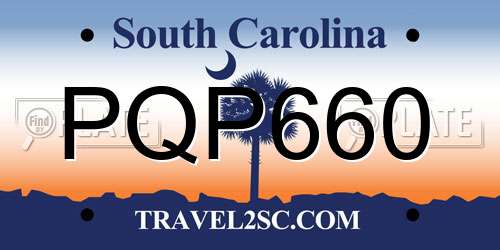 PQP660 South Carolina License Plate