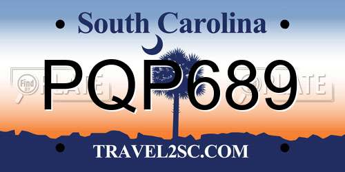 PQP689 South Carolina License Plate