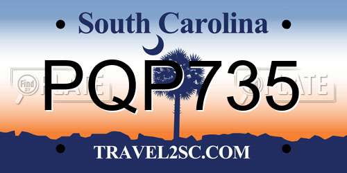 PQP735 South Carolina License Plate