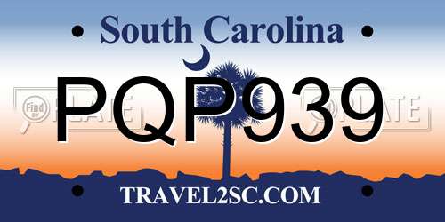 PQP939 South Carolina License Plate