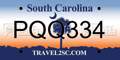 PQQ334 South Carolina License Plate
