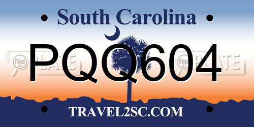 PQQ604 South Carolina License Plate