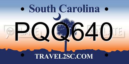 PQQ640 South Carolina License Plate