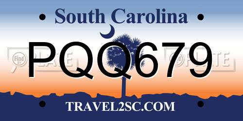 PQQ679 South Carolina License Plate