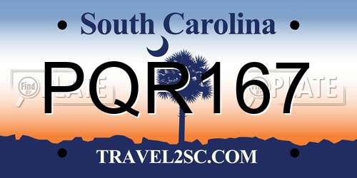 PQR167 South Carolina License Plate