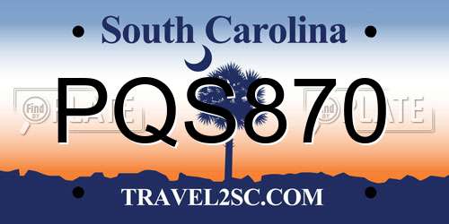 PQS870 South Carolina License Plate