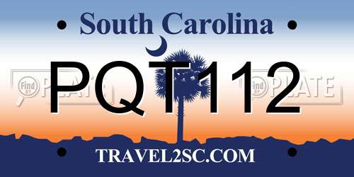 PQT112 South Carolina License Plate