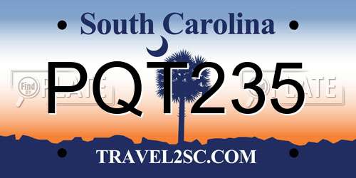 PQT235 South Carolina License Plate