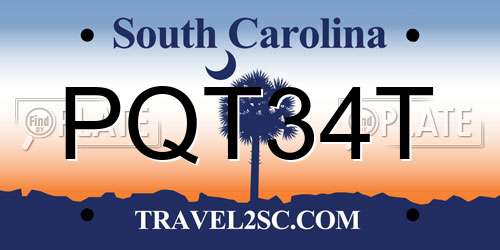 PQT34T South Carolina License Plate