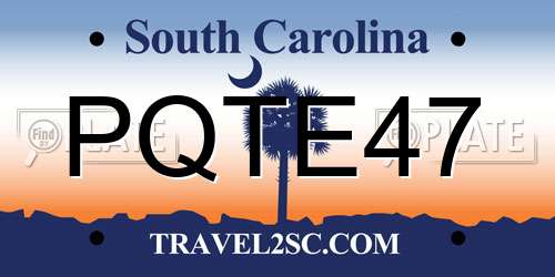 PQTE47 South Carolina License Plate