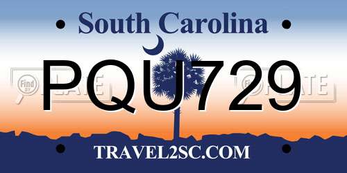 PQU729 South Carolina License Plate