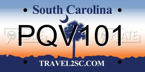 PQV101 South Carolina License Plate