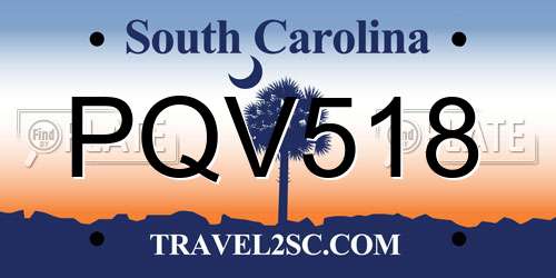 PQV518 South Carolina License Plate