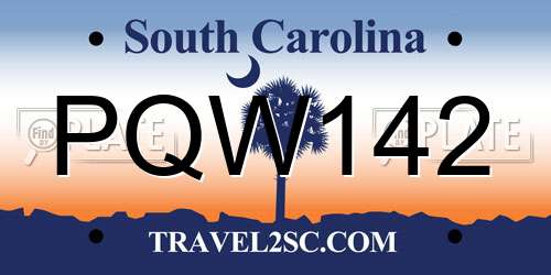 PQW142 South Carolina License Plate