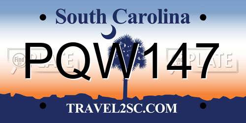 PQW147 South Carolina License Plate