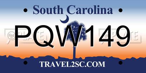 PQW149 South Carolina License Plate