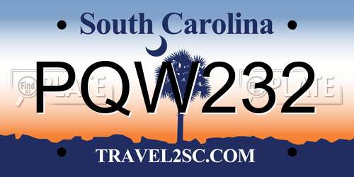 PQW232 South Carolina License Plate