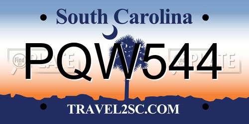 PQW544 South Carolina License Plate