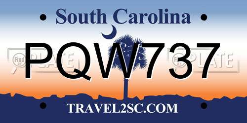 PQW737 South Carolina License Plate
