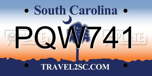 PQW741 South Carolina License Plate