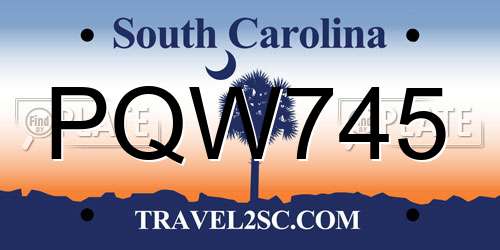 PQW745 South Carolina License Plate