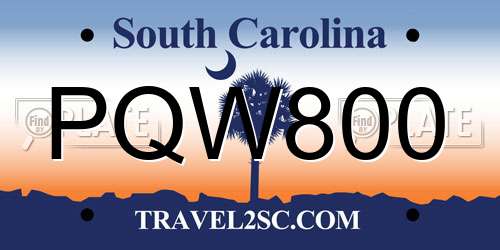 PQW800 South Carolina License Plate