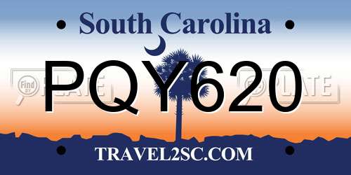 PQY620 South Carolina License Plate