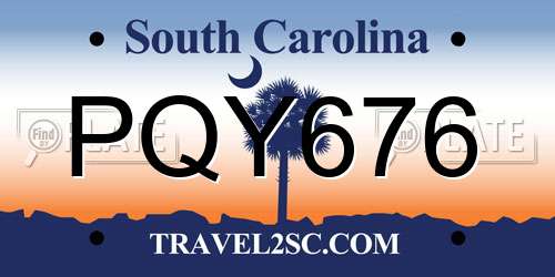 PQY676 South Carolina License Plate