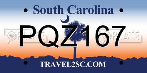 PQZ167 South Carolina License Plate