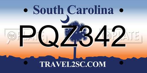 PQZ342 South Carolina License Plate