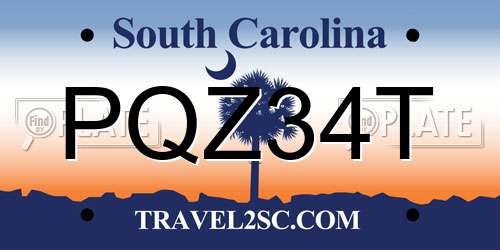 PQZ34T South Carolina License Plate