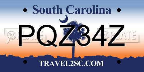 PQZ34Z South Carolina License Plate