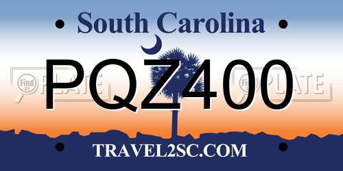 PQZ400 South Carolina License Plate
