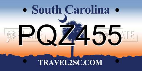PQZ455 South Carolina License Plate