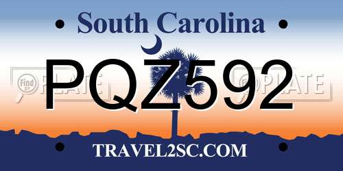 PQZ592 South Carolina License Plate